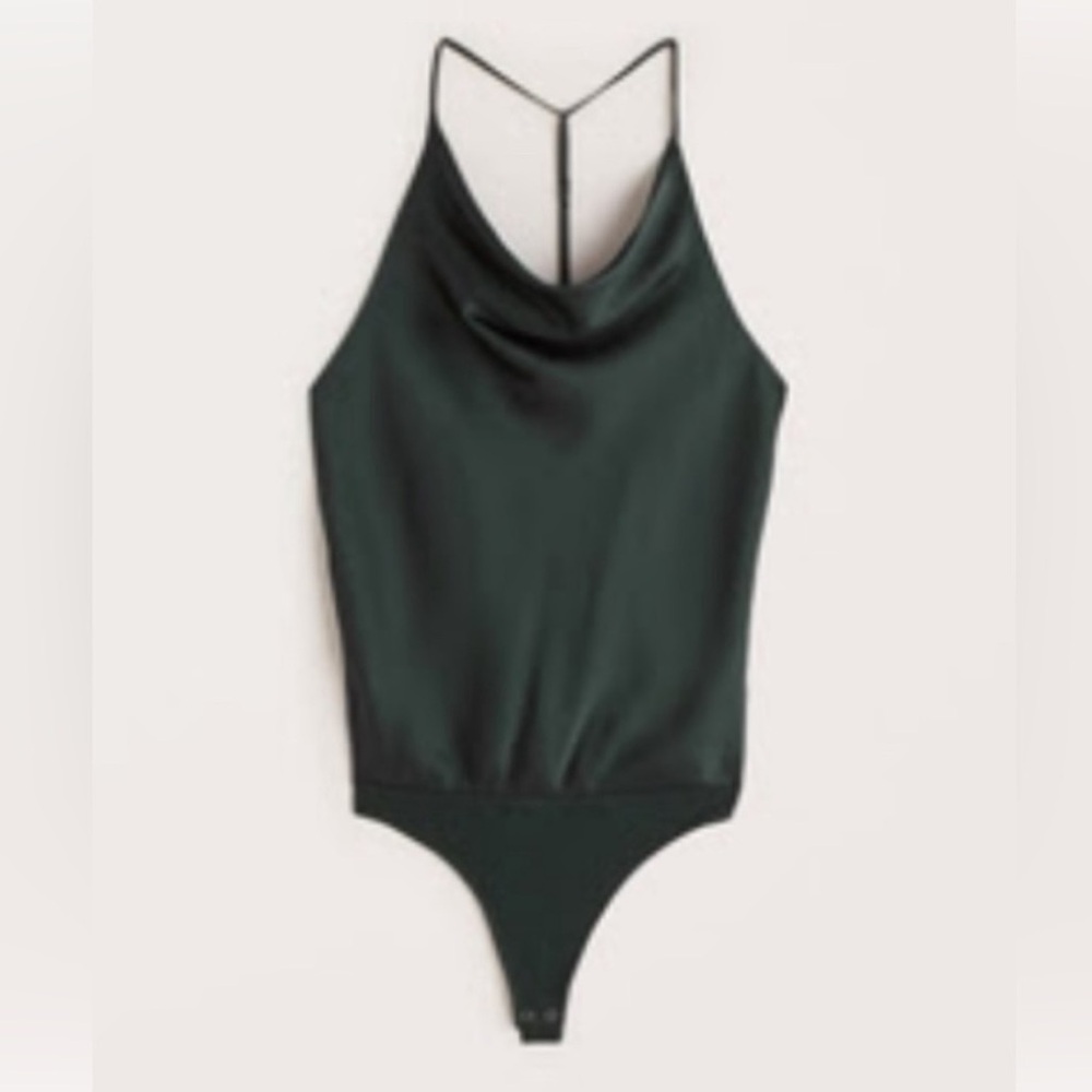 Abercrombie & Fitch Emerald Green Cowl Neck Bodysuit Medium